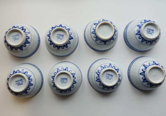 Ciotole tradizionali Jingdezhen a chicco di riso dipinte a mano vintage con mini teiera, Servizi da tavola (foto 4 di 14)