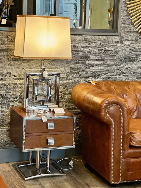 Image 1 of Lamp in art-decostijl van verchroomd aluminium en altuglas, jaren 2000.