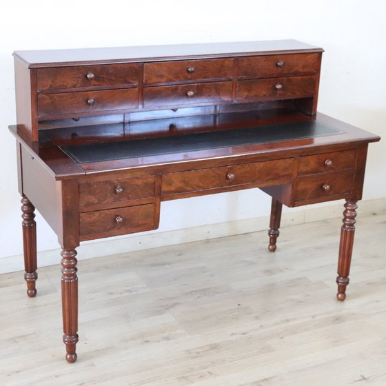 Antiek bureau van mahonie, Italië 19e eeuw – Wood (photo 4 of 17)