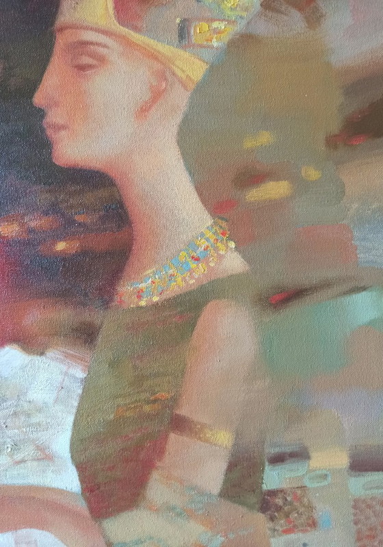 Dipinto ad olio originale, astratto figurativo, donne che prendono il tè – Dipinti e disegni, Canvas (photo 7 of 11)