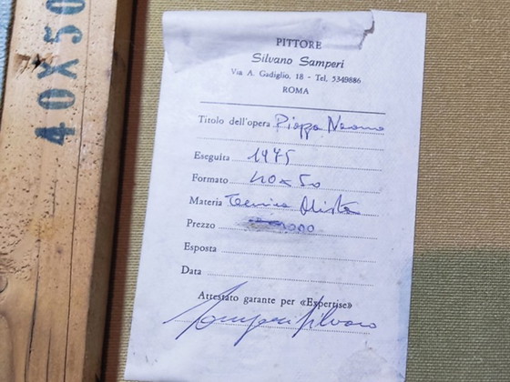 Image 1 of Silvano Samperi - "Piazza Navona" (1975) - Mixed Media on Canvas