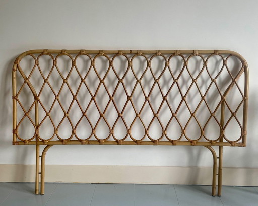 Set da camera da letto vintage in rattan – testiera e due comodini – anni '70