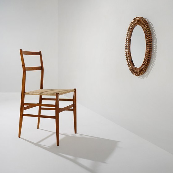 Wall mirror with rattan frame, 1950s – Glass (photo 11 of 11)
