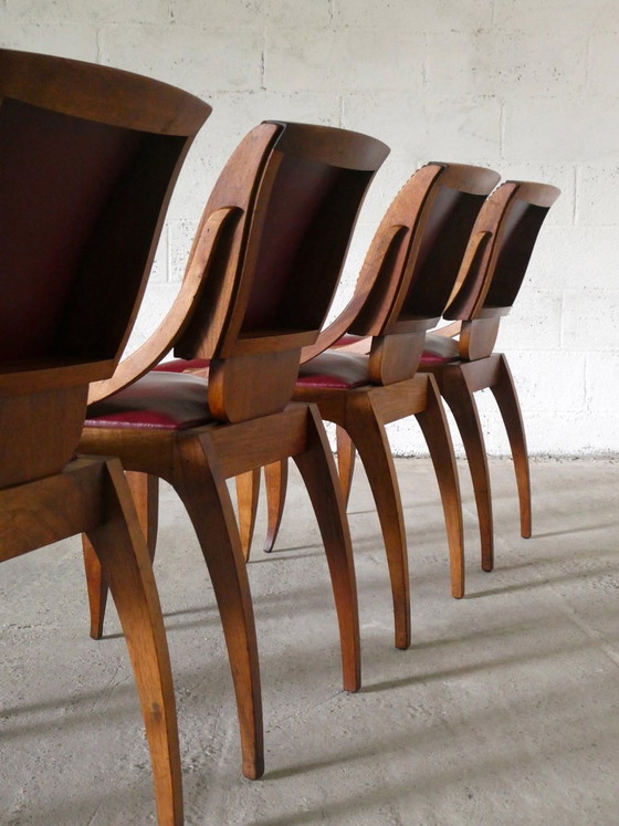 Chaises Art Déco en noyer, 1930, ensemble de 4 – Chaises de salle à manger, Art Deco (photo 6 of 6)