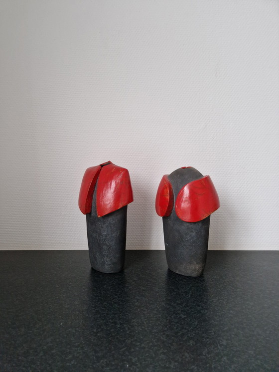 Image 1 of Koppel keramiek beelden/vazen - Hélène Van Dongen (1948)