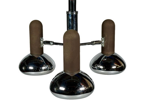 60er 70er Jahre Deckenlampe Strahler Spotlight 3-flammig aus Metall Space Age