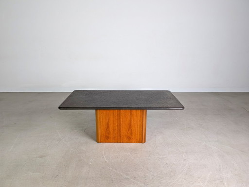 Midcentury Table basse ardoise coffee table teak Vintage 1960