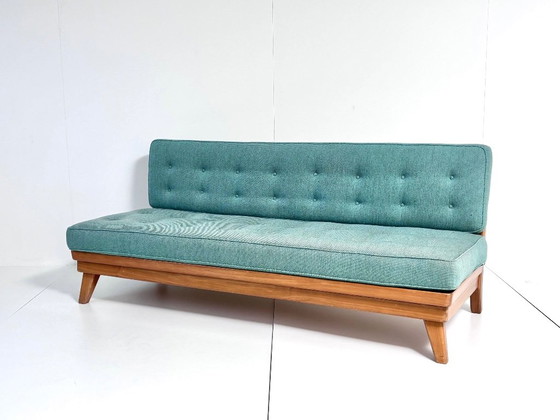 Vintage Scandinavian Mid-Century Daybed, Couches, Wood, Textile, Blue, Mid Century Modern (photo 7 of 15)