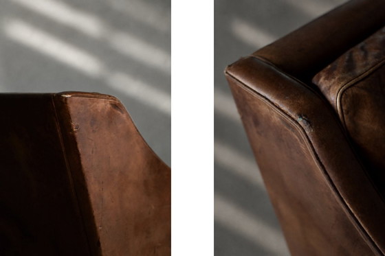 Vintage Mid-Century Deense moderne lounge lederen stoel & poef model 2207 door Børge Mogensen voor (photo 38 of 51)