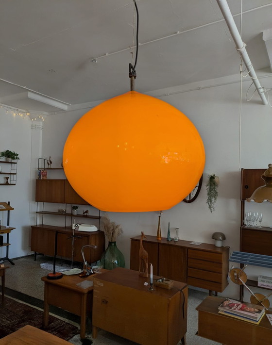 Image 1 of Vintage, Italian Orange Glass Pendant Lamp, Alessandro Pianon