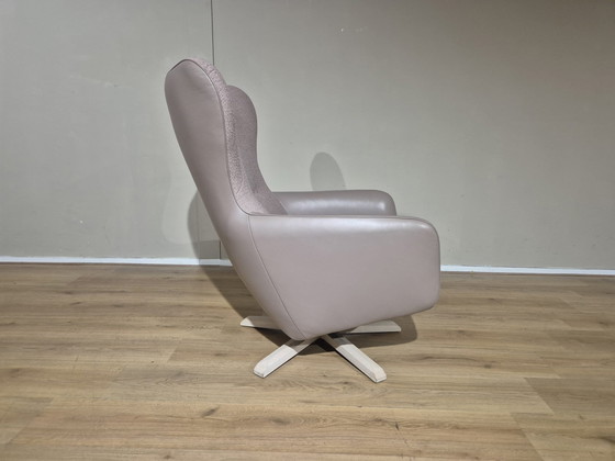 Image 1 of Fauteuil relax réglable Ashley - Rose ancien - Cuir taupe