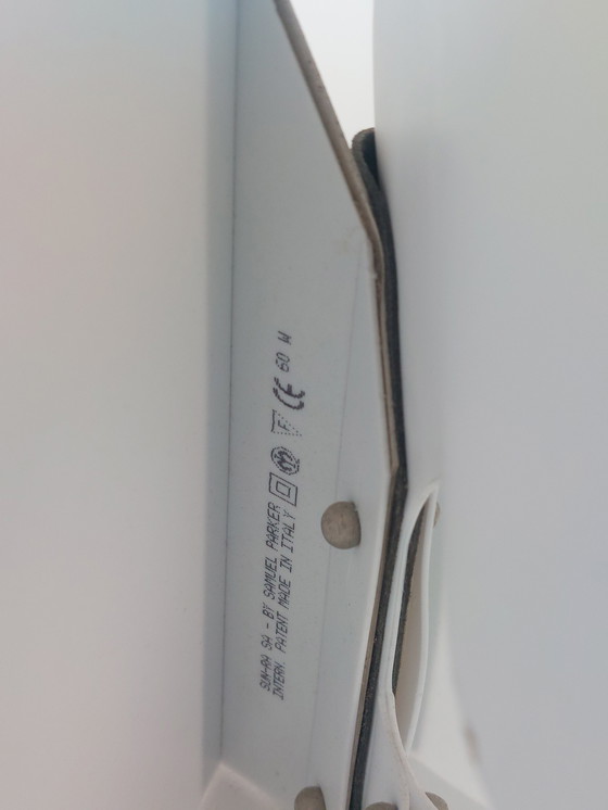 Image 1 of Lampe de table vintage Slamp Samuel Parker Italie Sun Ra Opalflex cuir métal