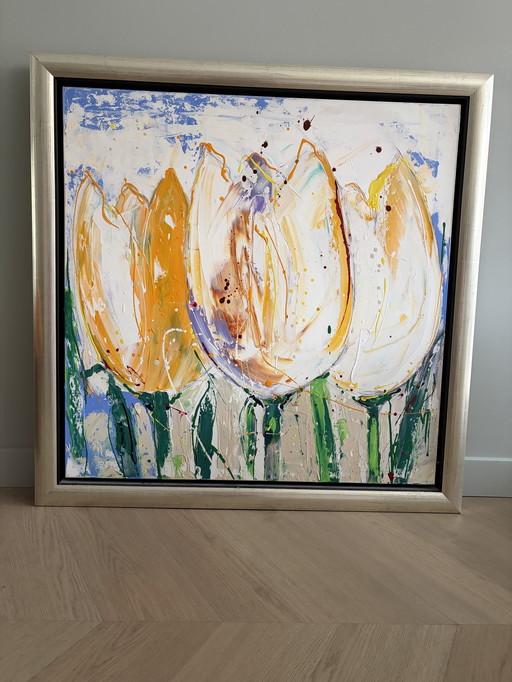 Tableau Gert van Reenen – Tulipes (2001) – 92 x 92 cm