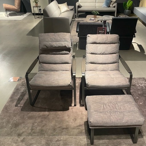 Leolux Indra Sessel (2er-Set) mit Hocker