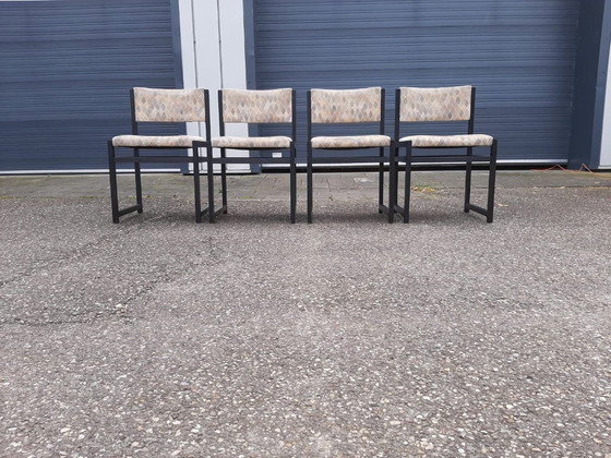 Image 1 of Brutalistische Esszimmerstuhl Stil De Coene Belgien 1970er Jahre, Satz von 4