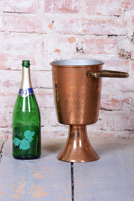 Original Art Deco Standing Champagne Cooler, Brass, Copper, France, 1920s, Table accessories, Metal, Brown (photo 8 of 11)