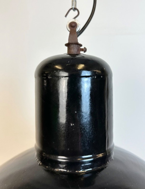 Image 1 of Industrial Black Enamel Factory Pendant Lamp, 1950s