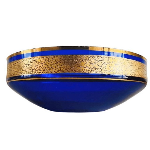 Anello vintage in oro con cristalli blu cobalto Barthman, anni '40