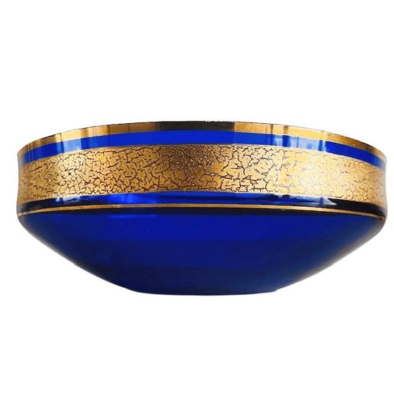 Image 1 of Anello vintage in oro con cristalli blu cobalto Barthman, anni '40