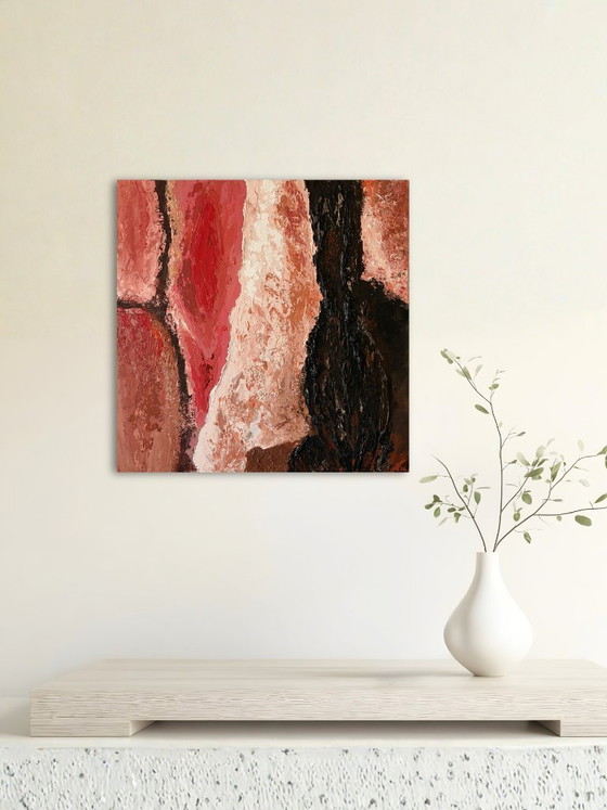 Image 1 of Pine I – Abstract expressionist painting inspired by tree bark | 50x50 cm