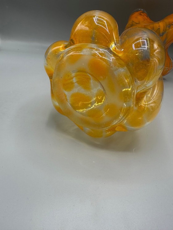 Image 1 of Murano vase orange hand-blown designer vase
