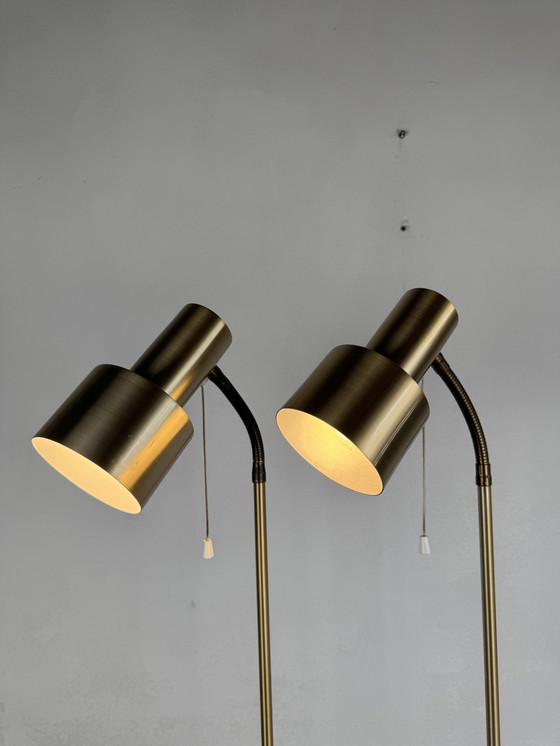 Image 1 of  Set Zweedse Messing Vloerlampen – Mid-Century Verstelbaar Ontwerp