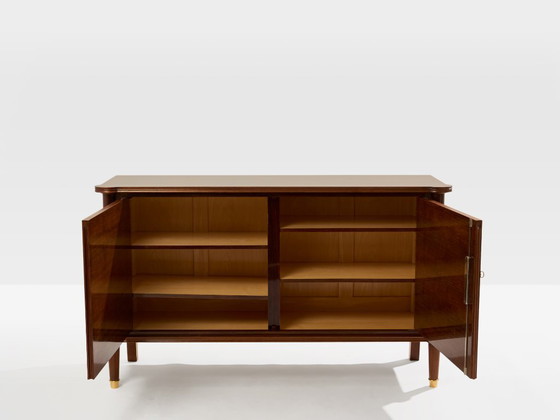 Jules Leleu two doors cabinet rosewood marquetry 1940, Sideboard, Brass, Brown, Vintage (photo 5 of 13)