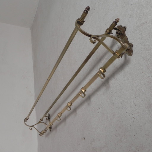 Brass Art Deco wall coat rack, 136 cm wide