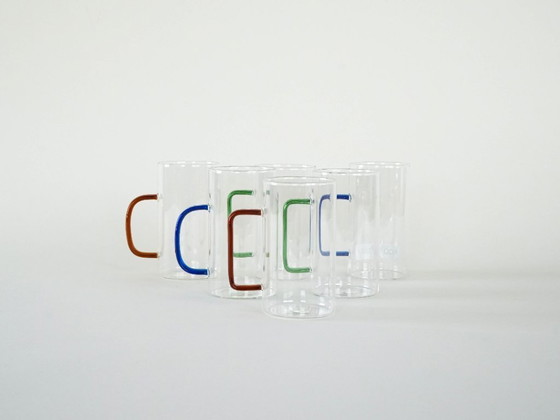Image 1 of Set van zes glazen, Deens design, jaren 70, gemaakt in Denemarken.