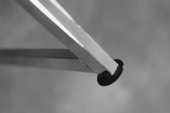 Image 1 of Vintage Mid-Century Danish Modern Minimalist Black Oak Desk with Chrome Base, 1970s