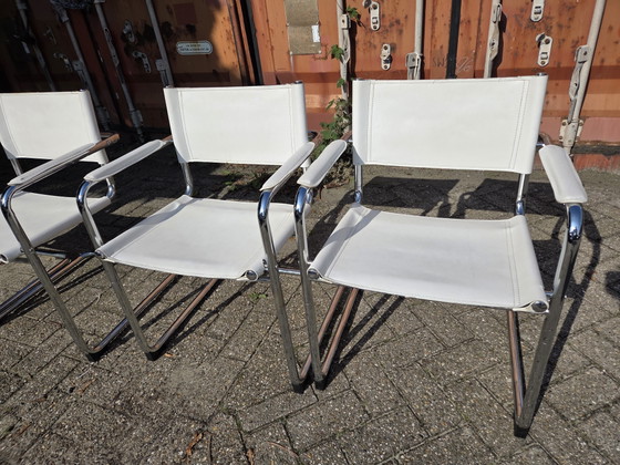 4x Designer chairs - 1980 – Dining chairs, Leather, Chrome (photo 3 of 6)