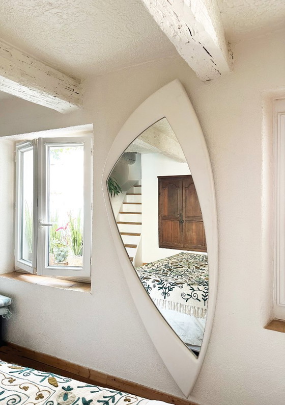 Image 1 of Very large, deconstructed Space Age wall mirror in lacquered wood. France, 1970s