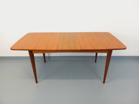 Image 1 of Rectangular Scandinavian-style vintage dining table from the 1950s/60s in teak with extensions