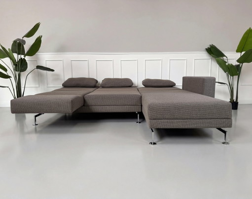 Brühl Moule Ecksofa Stoff Sofa Grau Braun Schlaffunktion