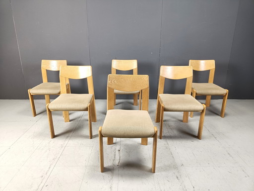 Vintage Brutalist Dining Chairs Set Of 6 - 1970S