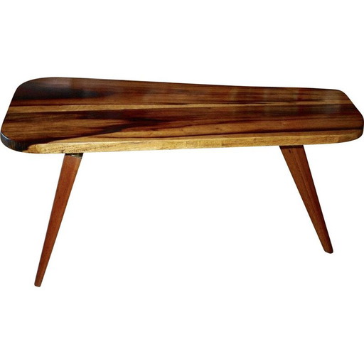 Table basse vintage en teck massif, jacaranda, 1950