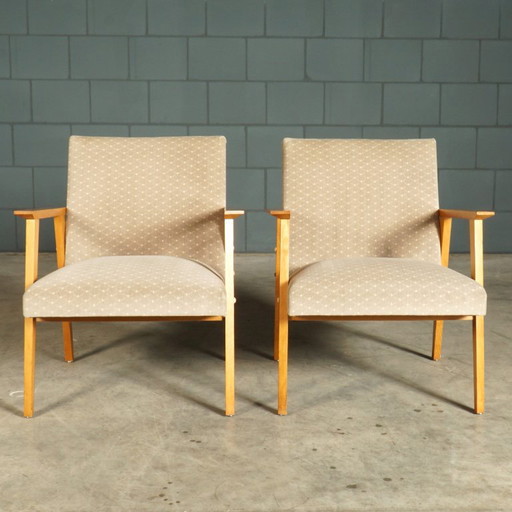 Poltrone da salotto danesi – velluto – noce – anni '60 – fauteuils, Textile