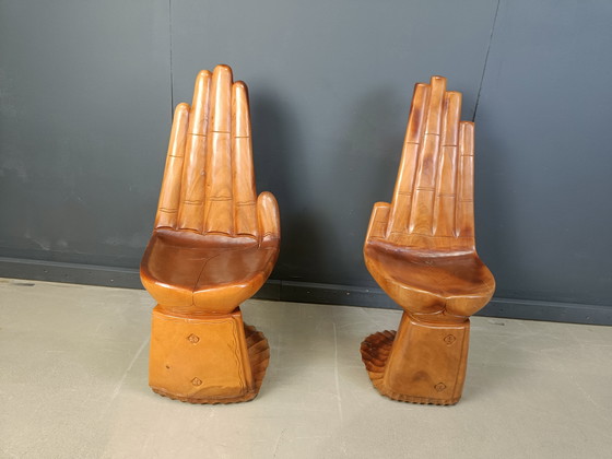 Image 1 of Paire de chaises en teck façonnées à la main, 1970