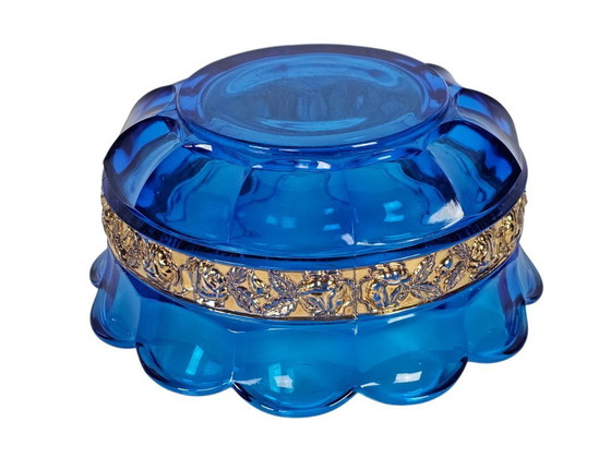 Image 1 of Brockwitz Glass Factory - modello Arianna - Art Déco - Germania - vetro pressato - foglia d'oro - 1929