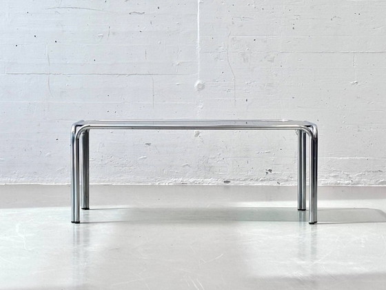 Image 1 of Couchtisch aus Chromstahl und Rauchglas, 1970er Jahre