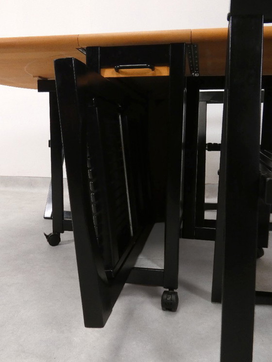Image 1 of  4 Trieste folding chairs with storrage table - Aldo Jacober for A. Bazzani 