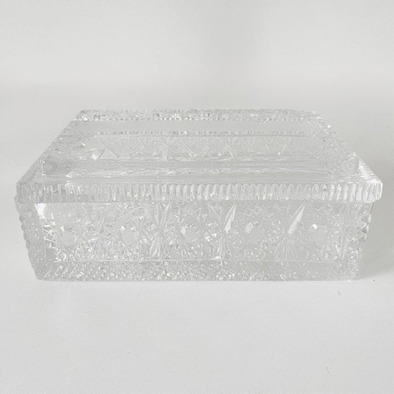 Image 1 of Portagioie XL Art Déco francese vintage in cristallo tagliato, anni '30