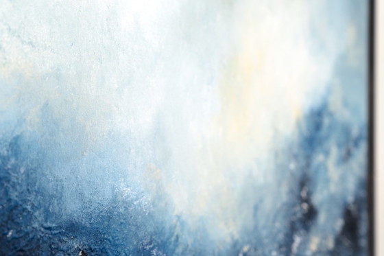 Original Framed Blue Abstract Landscape Painting, Acrylic on Canvas - I Was Looking for This (photo 7 of 19)