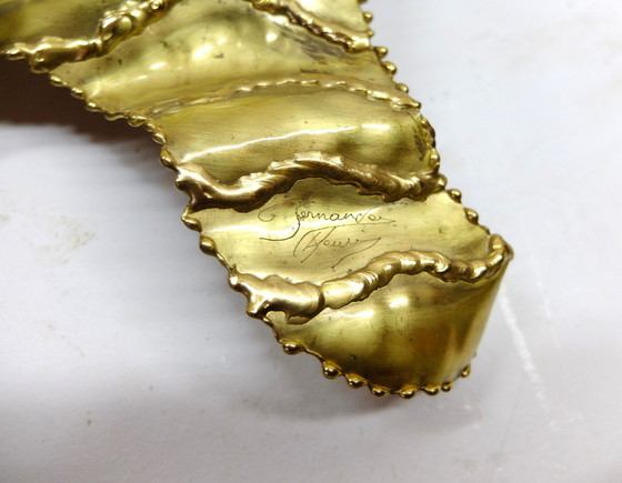 Image 1 of Henri Fernandez, Lampada da parete a forma di pesce in ottone, firmata