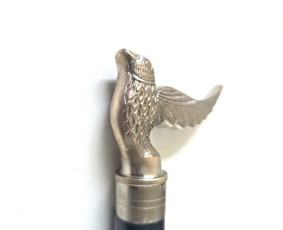 Elegant Silver-Plated 'Dove in Flight' Walking Cane – Solid Wood Shaft – Decorative Objects, Brass (photo 4 of 14)