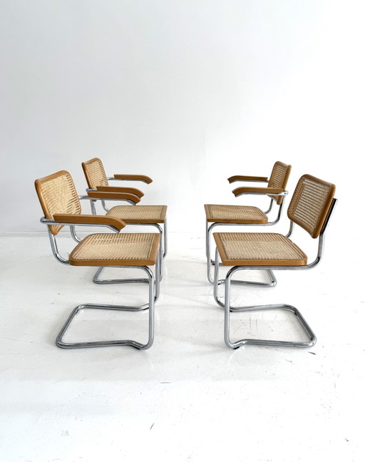 Set of 4 vintage Cesca dining chairs, Italy ‘80s – eetkamerstoelen, Chrome, Wood (photo 2 of 10)