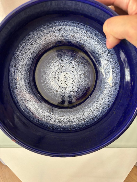Set vintage di ciotola e piatto in ceramica blu cobalto di Waechtersbach, Germania Ovest. (photo 7 of 13)
