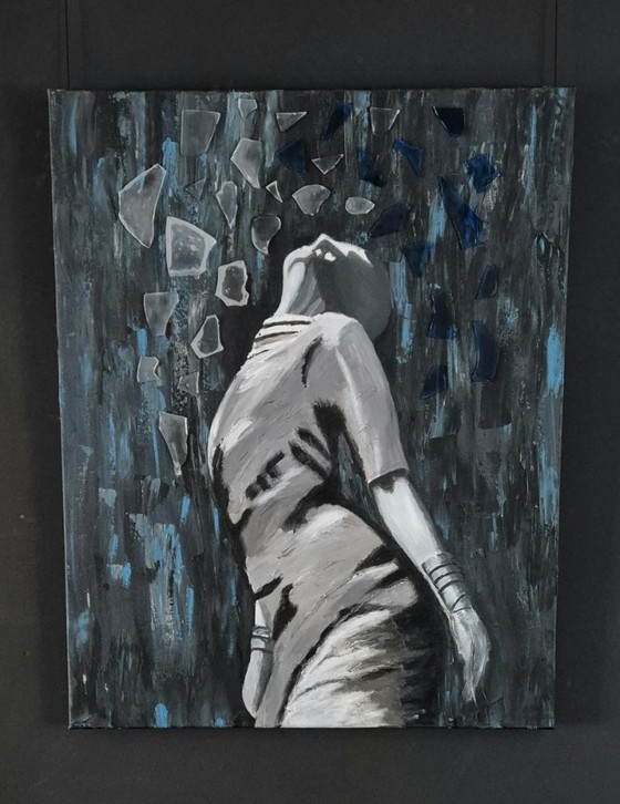 Rain of Glass - Acryl Mixed Media Schilderij – Paintings & Drawings, Canvas (photo 7 of 7)
