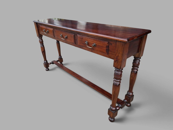 Consolle classica inglese, tavolo a muro, Consolle, dimensioni: 140x34cm e 77cm di altezza. – Console, Legno (photo 3 of 5)