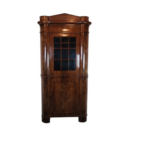 Vintage North German corner cabinet in polished mahogany